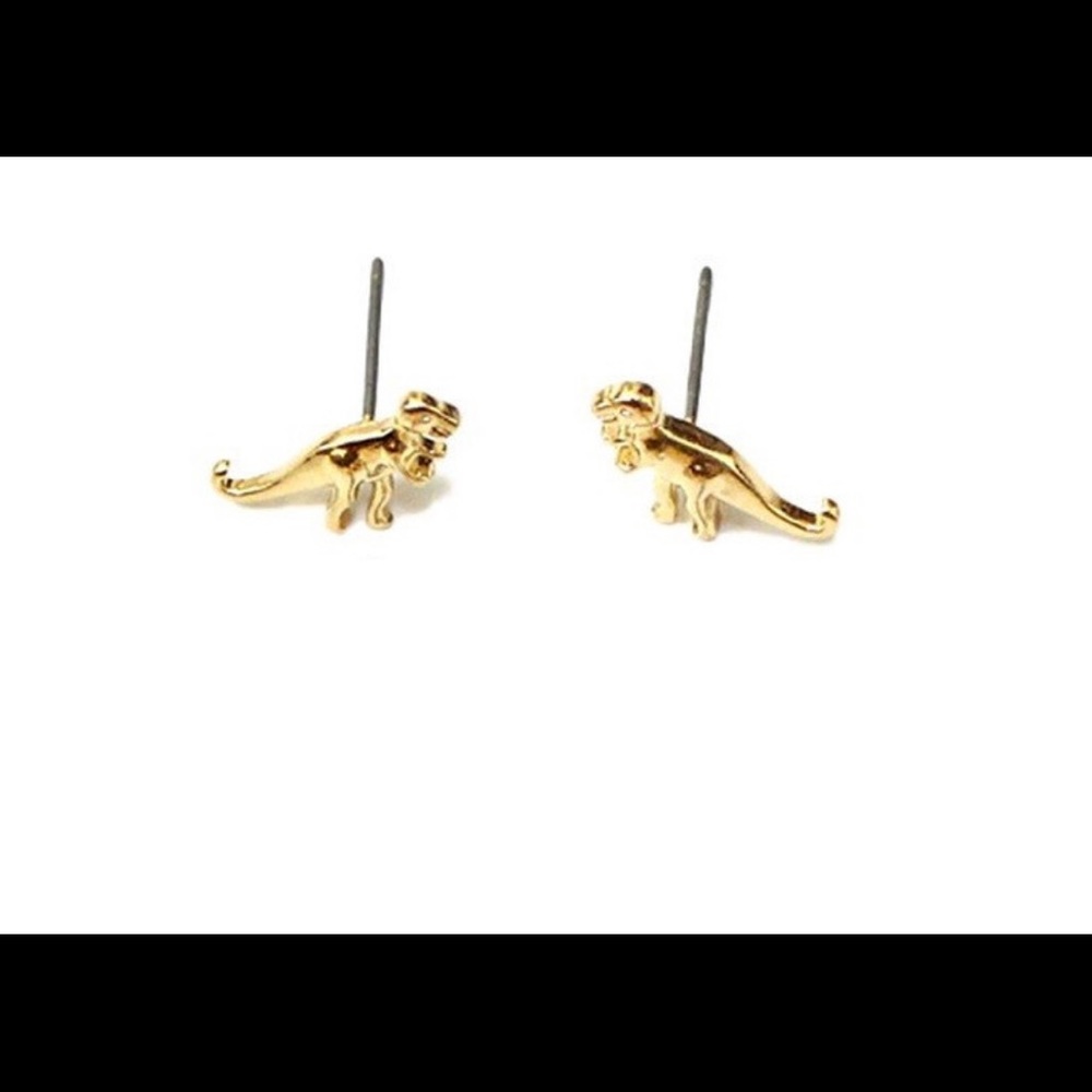 NWT T Rex dinosaur earrings gold gift boy mom novelty fun Jurassic birthday 🦖🦕